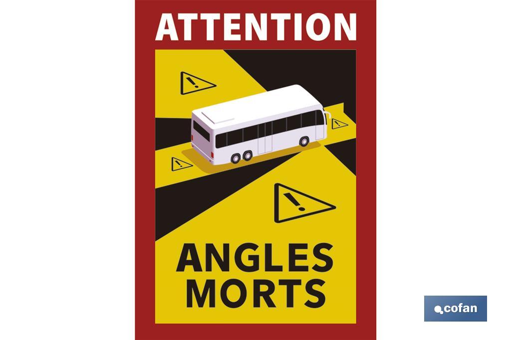 ETIQUETA ADHESIVA «ATTENTION ANGLES MORTS» AUTOBUSES (PACK: 3 UDS)