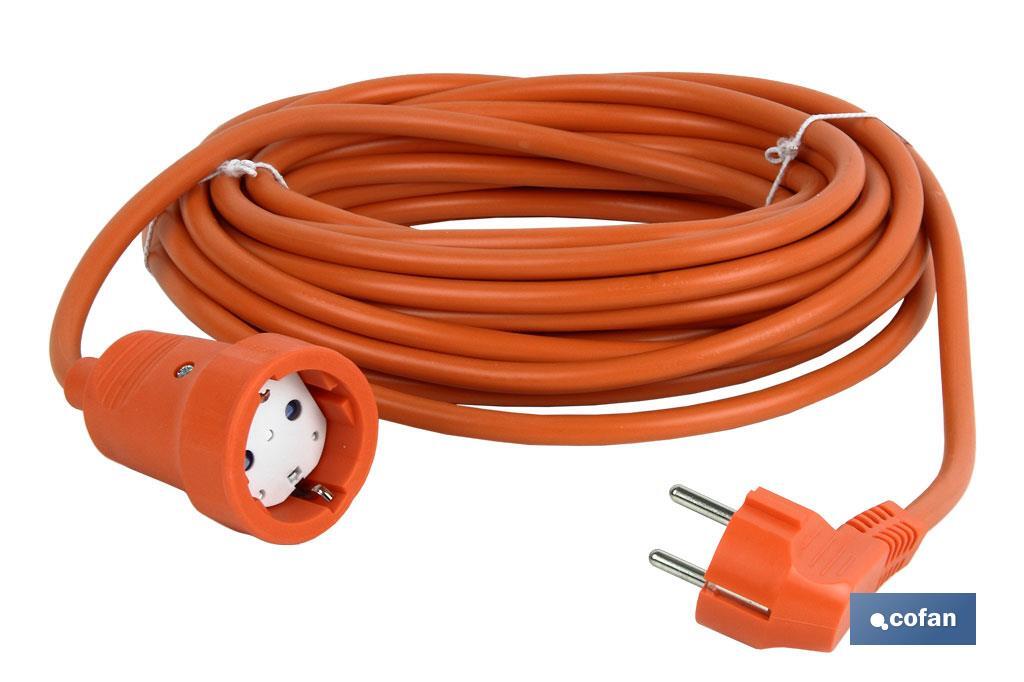 Prolongador de cable bipolar IP 44 | Con toma de tierra lateral | Cable de 10 y 25 metros color naranja